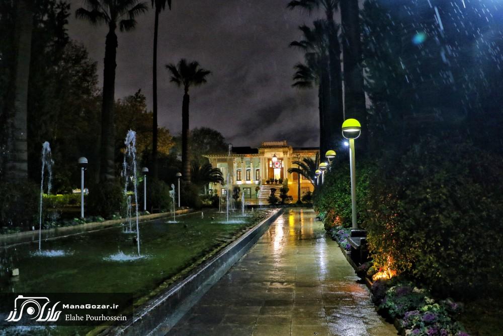 باران زیبای پاییزی باغ عفیف آباد شیراز